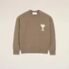 Beige Ami de Coeur Sweater i ull och bomull med rund hals Beige Ami de Coeur Sweater i ull och bomull med rund hals