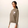 Beige Ami de Coeur Sweater i ull och bomull med rund hals Beige Ami de Coeur Sweater i ull och bomull med rund hals