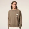 Beige Ami de Coeur Sweater i ull och bomull med rund hals Beige Ami de Coeur Sweater i ull och bomull med rund hals