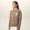 Beige Ami de Coeur Sweater i ull och bomull med rund hals Beige Ami de Coeur Sweater i ull och bomull med rund hals