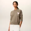 Beige Ami de Coeur Sweater i ull och bomull med rund hals Beige Ami de Coeur Sweater i ull och bomull med rund hals