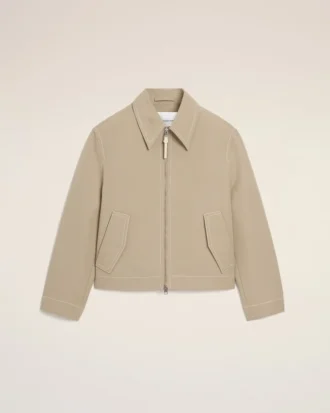 Beige bomullsjacka med dragkedja