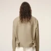 Beige bomullsjacka med dragkedja