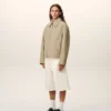 Beige bomullsjacka med dragkedja