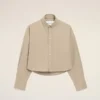 Beige bomullsskjorta i kort modell med präglad Ami de Coeur Beige bomullsskjorta i kort modell med präglad Ami de Coeur