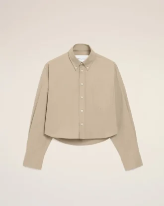 Beige bomullsskjorta i kort modell med präglad Ami de Coeur