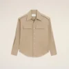 Beige bomullsskjorta i saharienne-stil