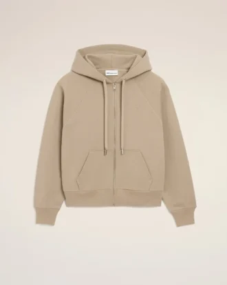 Beige bomullströja med Ami de Coeur-tryck och dragkedja