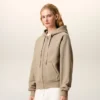 Beige bomullströja med Ami de Coeur-tryck och dragkedja