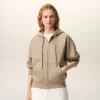 Beige bomullströja med Ami de Coeur-tryck och dragkedja