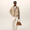 Beige Harrington-jacka i ny ull Beige Harrington-jacka i ny ull
