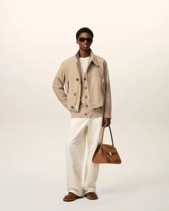 Beige Harrington-jacka i ny ull