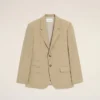Beige jacka i ny ull med enkelknäppning och rak passform Beige jacka i ny ull med enkelknäppning och rak passform