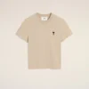 Beige kort Ami de Coeur T-Shirt i bomull Beige kort Ami de Coeur T-Shirt i bomull