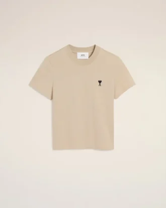 Beige kort Ami de Coeur T-Shirt i bomull