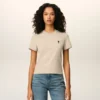 Beige kort Ami de Coeur T-Shirt i bomull Beige kort Ami de Coeur T-Shirt i bomull
