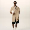 Beige ny ull Ami de Coeur vid skjortklänning Beige ny ull Ami de Coeur vid skjortklänning