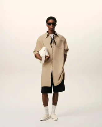Beige ny ull Ami de Coeur vid skjortklänning