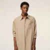 Beige ny ull Ami de Coeur vid skjortklänning Beige ny ull Ami de Coeur vid skjortklänning