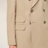 Beige ny ulljacka med dubbla knappar och rak passform