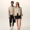 Beige nylonjacka med Ami de Coeur-knappar