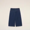 Blå bermuda-shorts i bomull med omlottbälte