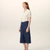 Blå bermuda-shorts i bomull med omlottbälte