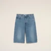 Blå bomullsbermudashorts i stor storlek Blå bomullsbermudashorts i stor storlek