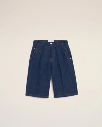 Blå bomullsbermudashorts med lös passform