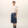 Blå bomullsbermudashorts med lös passform Blå bomullsbermudashorts med lös passform