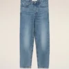 Blå bomullsjeans med avsmalnande passform