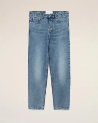 Blå bomullsjeans med avsmalnande passform