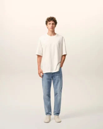 Blå bomullsjeans med avsmalnande passform