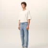 Blå bomullsjeans med avsmalnande passform
