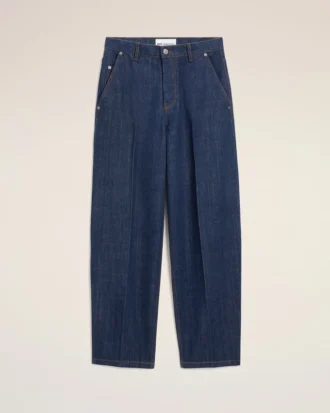 bl bomullsjeans med ballongpassform 1 330x413 - Bl&aring; bomullsjeans med ballongpassform
