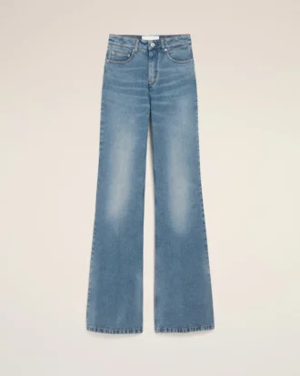 Blå bomullsjeans med utsvängda ben