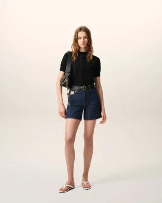 Blå bomullsshorts med Ami Paris Heritage-etikett