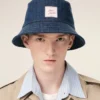 Blå denimhatt med Ami Paris Heritage-märke Blå denimhatt med Ami Paris Heritage-märke