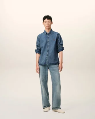 Blå denimskjorta i bomull med Ami de Coeur-motiv