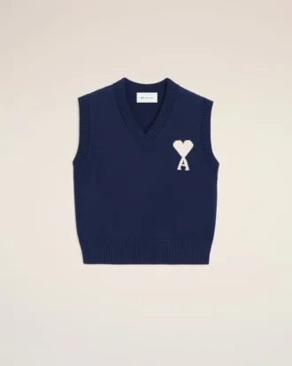 Blå ärmlös Ami de Coeur Sweater i ull och bomull