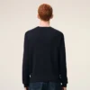Blå tröja i ull med rund hals och kontrasterande Ami de Coeur Blå tröja i ull med rund hals och kontrasterande Ami de Coeur