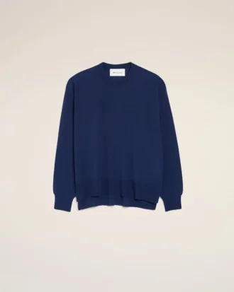 Bleu tunn ulltröja med rund hals Ami de Coeur Sweater