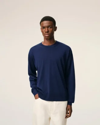 Bleu tunn ulltröja med rund hals Ami de Coeur Sweater