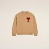 Brun Ami de Coeur-tröja med rund hals i ull Brun Ami de Coeur-tröja med rund hals i ull