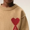 Brun Ami de Coeur-tröja med rund hals i ull Brun Ami de Coeur-tröja med rund hals i ull