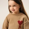 Brun Ami de Coeur-tröja med rund hals i ull Brun Ami de Coeur-tröja med rund hals i ull
