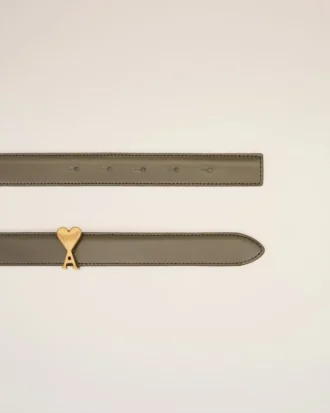 Brunt glansigt läder Ami de Coeur-spänne 25 mm bälte