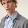 Grå Ami de Coeur Cardigan i ull med skjortkrage Grå Ami de Coeur Cardigan i ull med skjortkrage