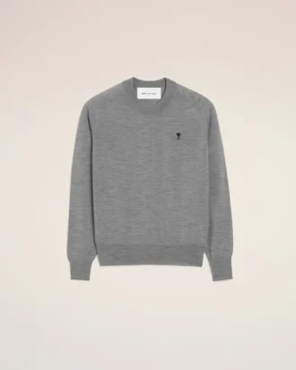 Grå Ami de Coeur Sweater i ull med rund hals