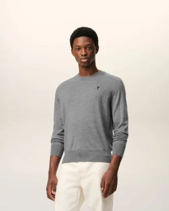 Grå Ami de Coeur Sweater i ull med rund hals